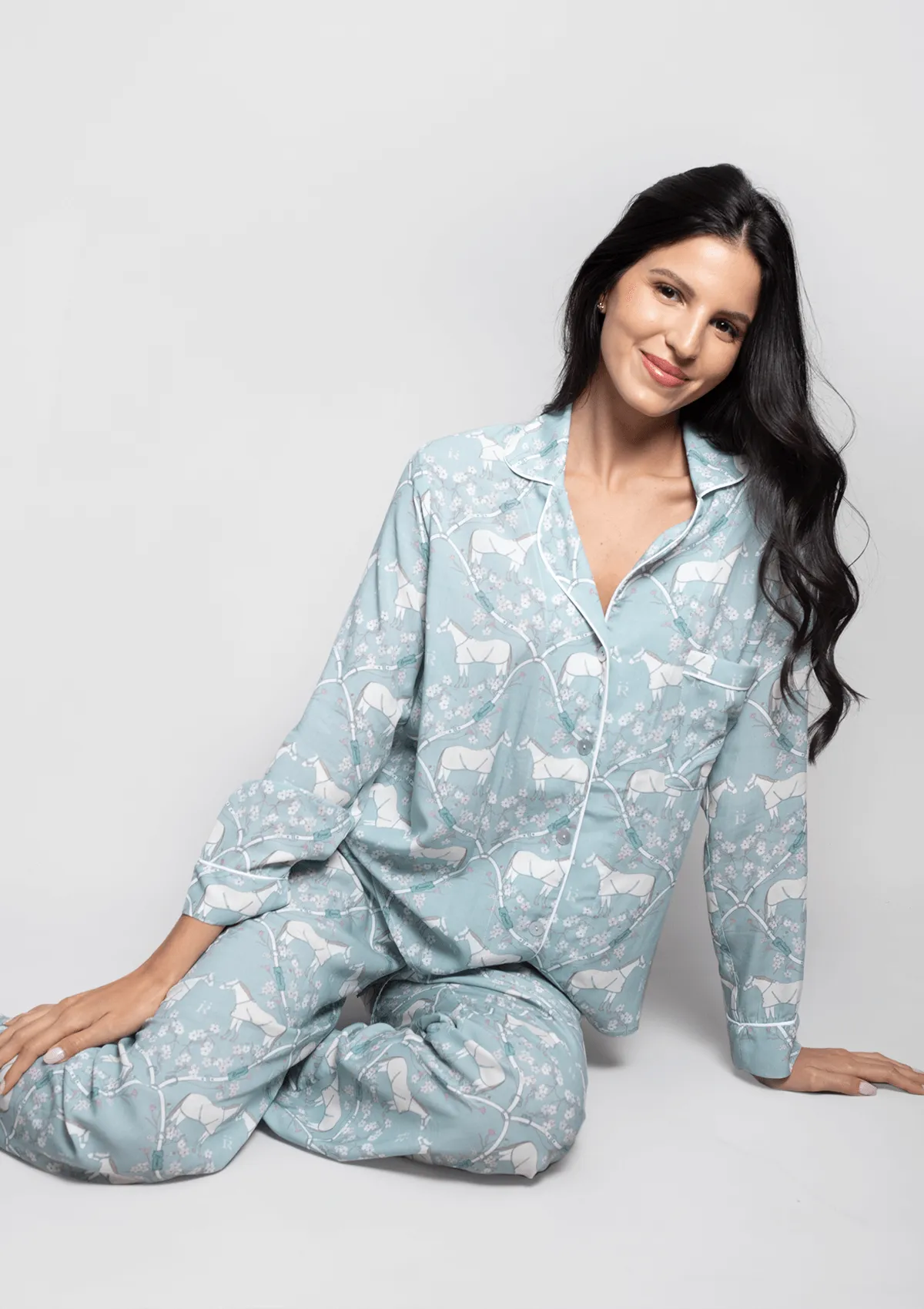 Hoofbeat Dreams PJ’s Set | Blue | Equestrian Sleepwear Collection