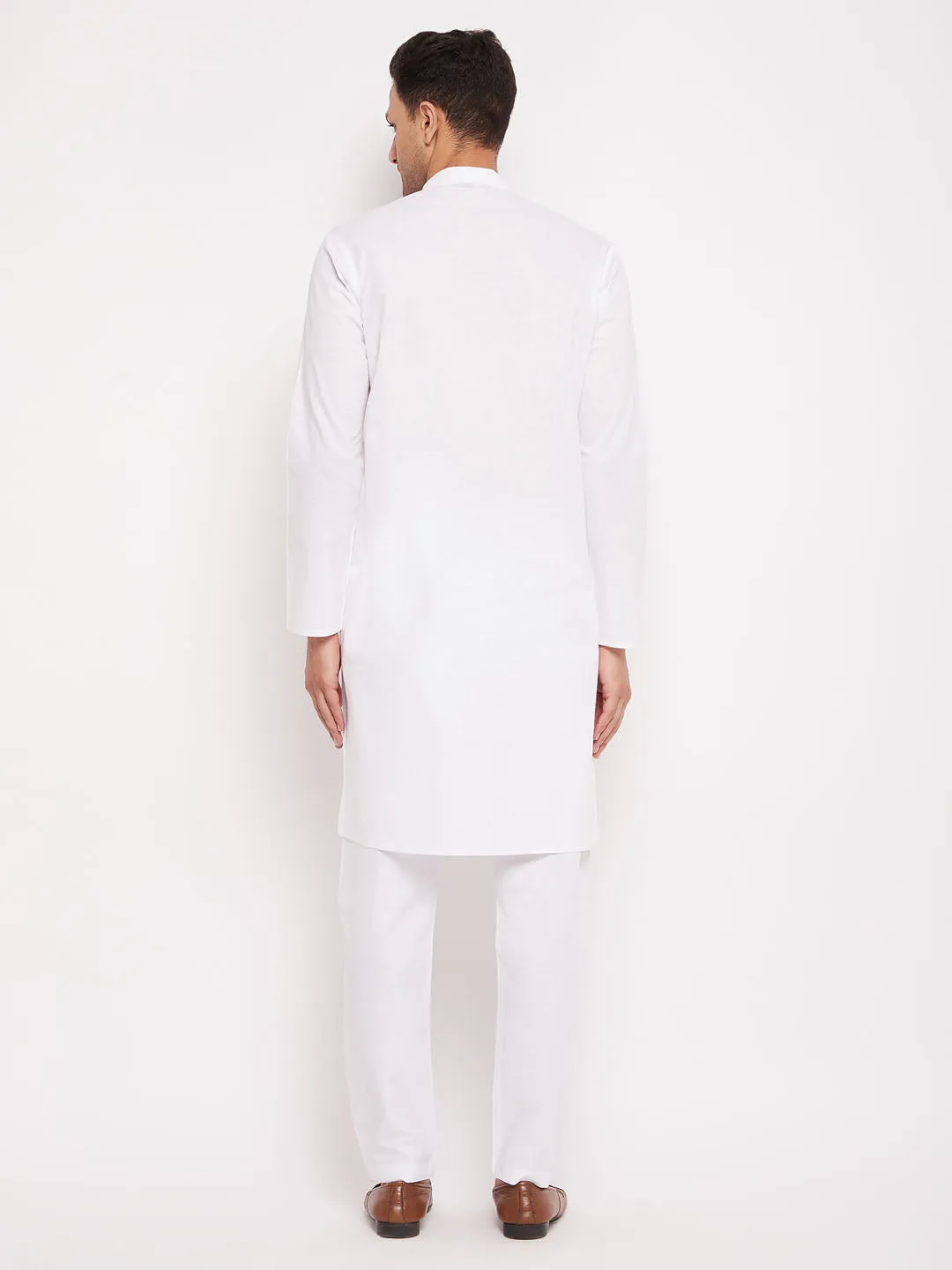 Jashvi Men's White Kurta And Pajama Set