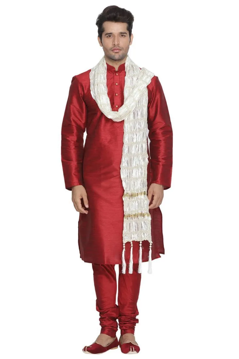 Jashvi Men's White Viscose Dupatta