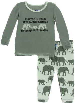 KicKee Pants Aloe Elephants Long Sleeve Pajama Set