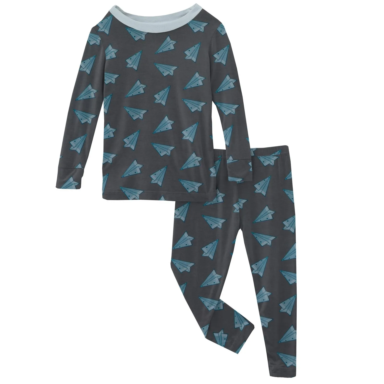 KicKee Pants Lined Paper Airplanes L/S Pajama Set