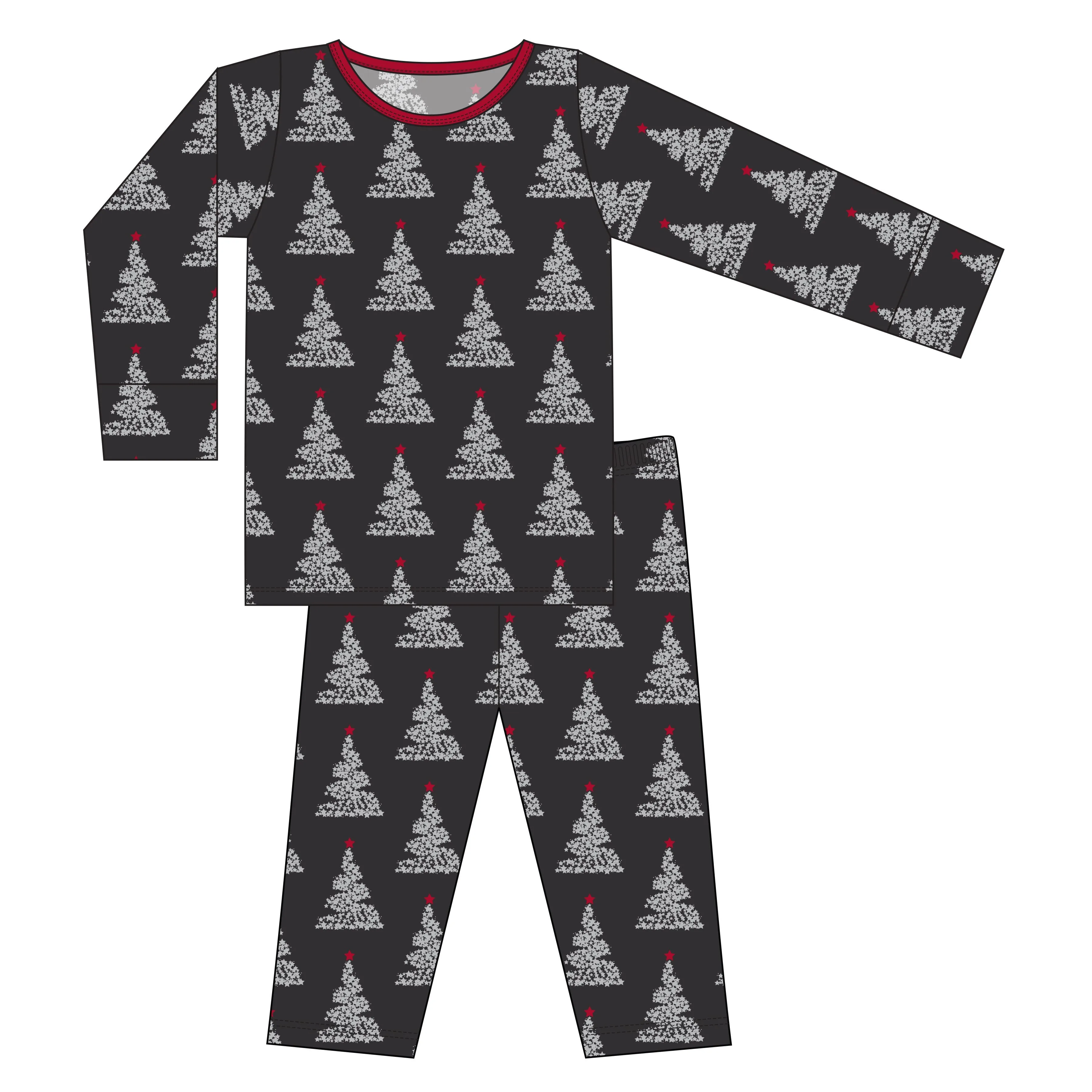 KicKee Pants Midnight Foil Tree All Over L/S Pajama Set