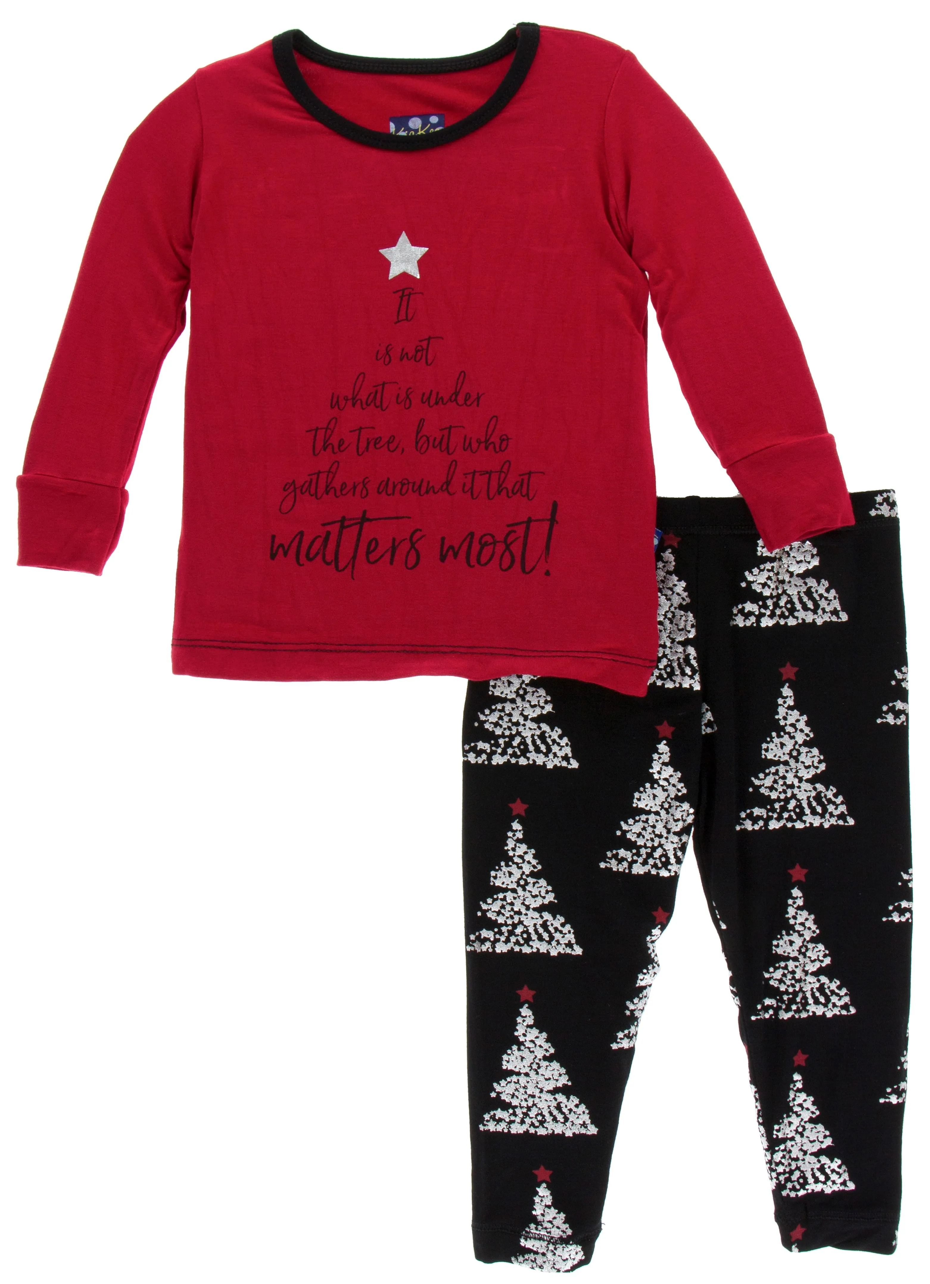 KicKee Pants Midnight Foil Tree It is Not What is Under the Tree L/S Pajama Set