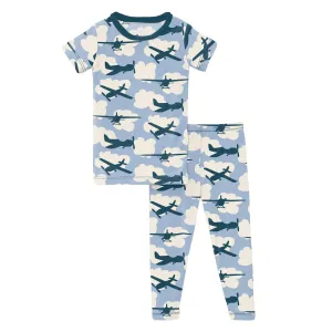 KicKee Pants Pond Airplanes S/S Pajama Set w/Pants