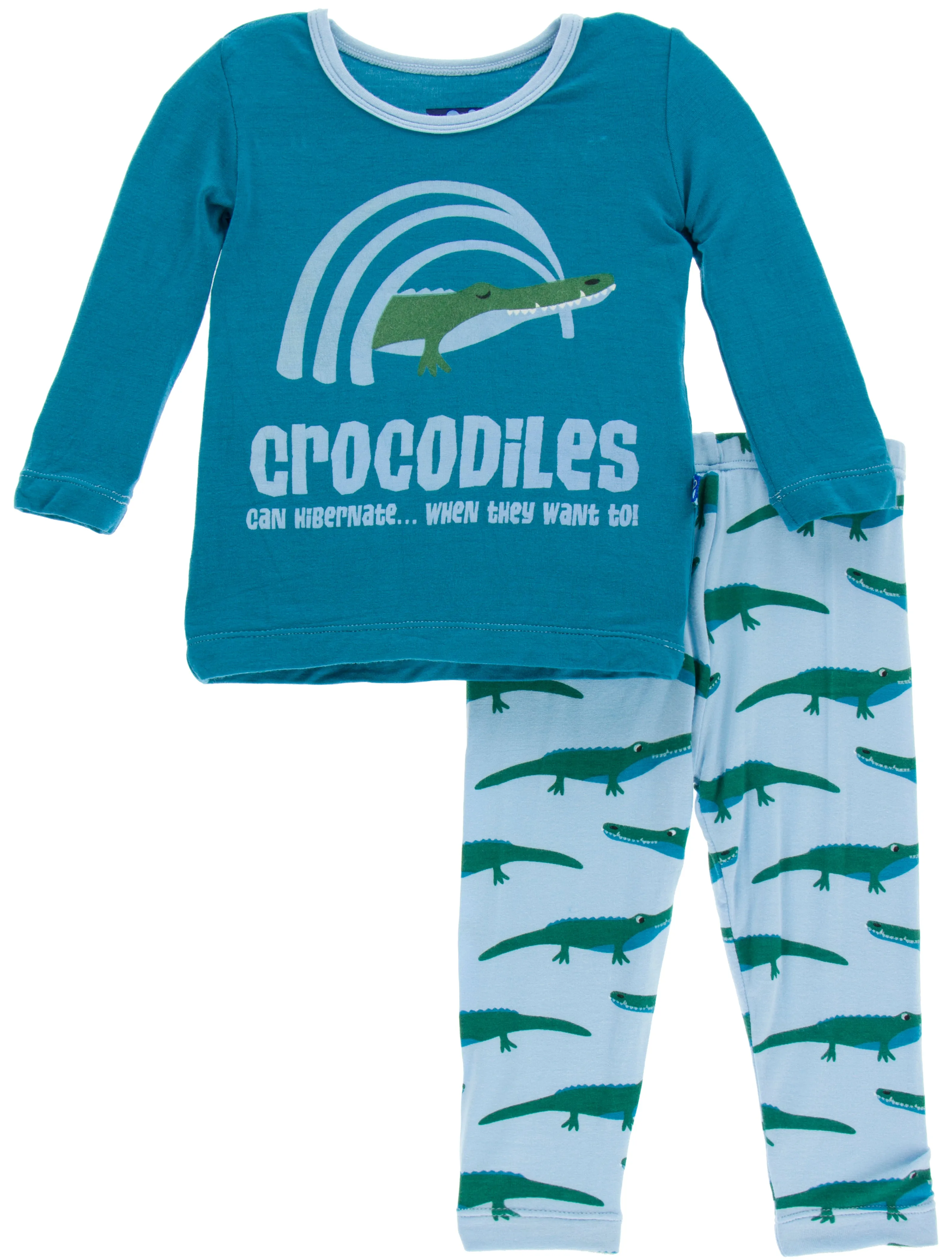 KicKee Pants Pond Crocodile Long Sleeve 2pc Pajama Set