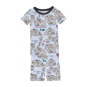 Kickee Pants Short Sleeve Pajama Set w/ Shorts - Dew Pirate Map