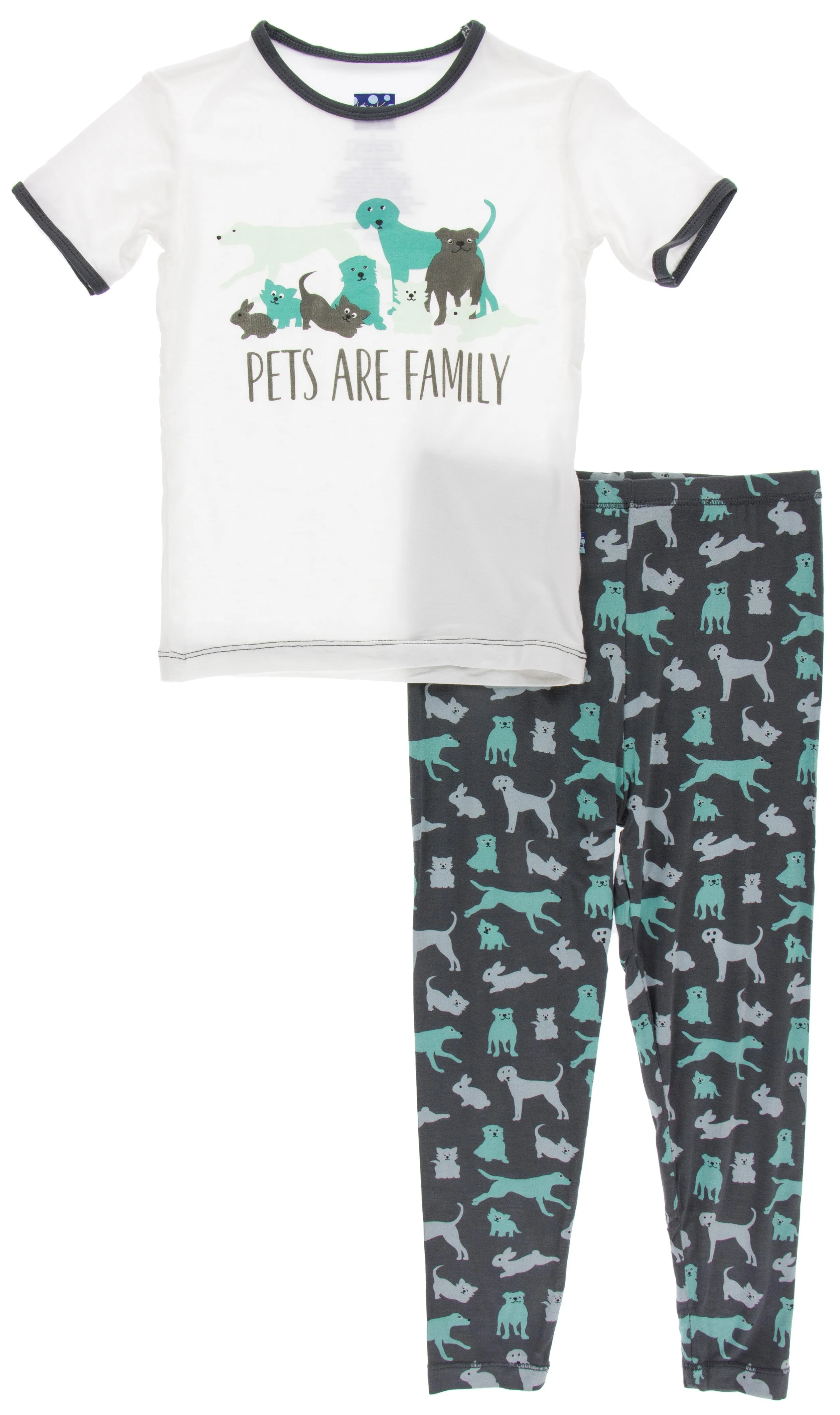 KicKee Pants Stone Domestic Animals Piece Print S/S Pajama Set with Pants