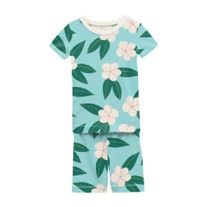 KicKee Pants Summer Sky Plumeria S/S Pajama Set with Shorts