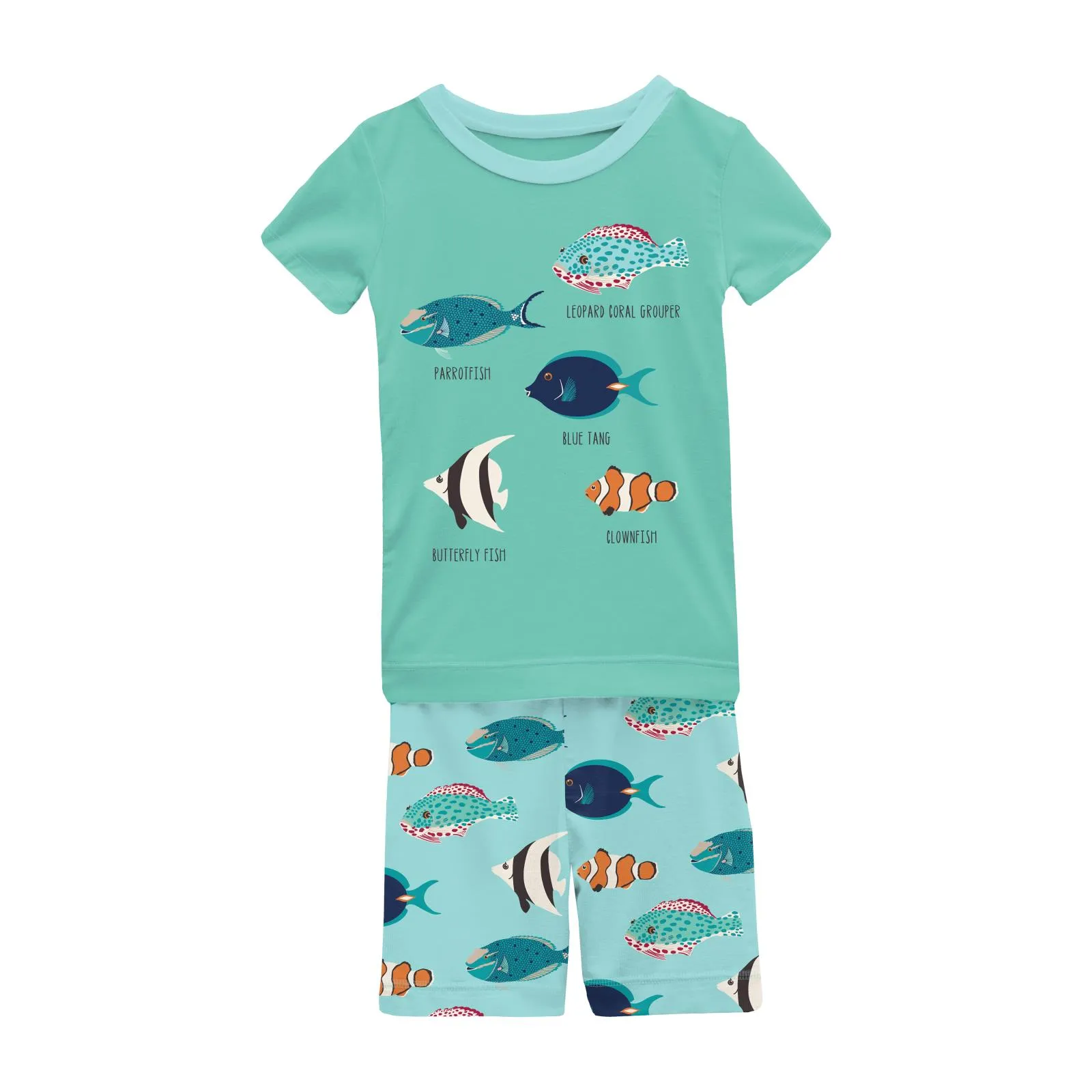 KicKee Pants Tropical Fish Graphic Tee S/S Pajama Set with Shorts