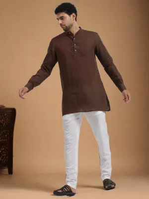 Kurta Sets - Parker Pure Linen Short Kurta | Coffee Brown