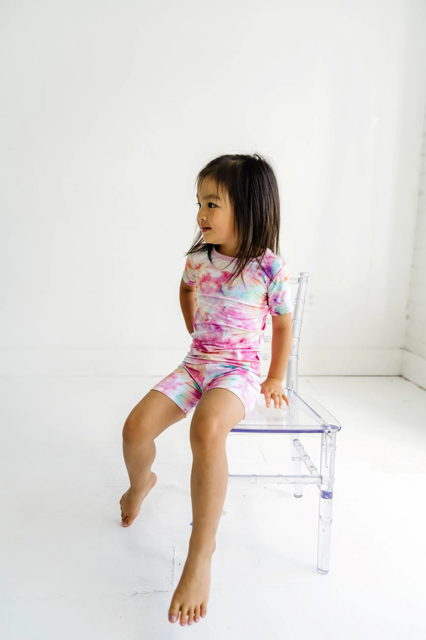 Little Sleepies Cotton Candy Tie Dye S/S 2pc Pajama Set w/Shorts