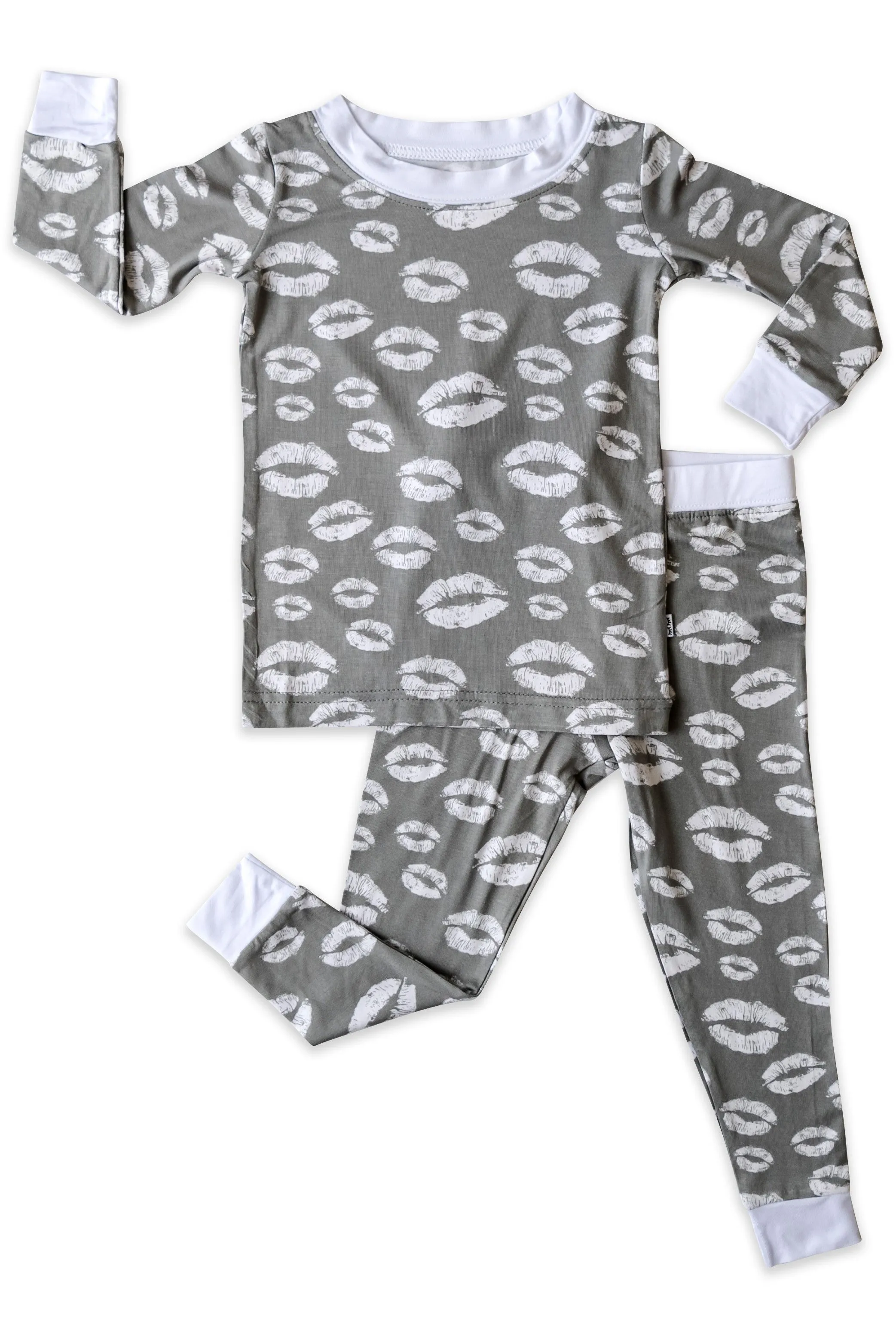 Little Sleepies Gray Kisses Bamboo 2pc Pajama Set