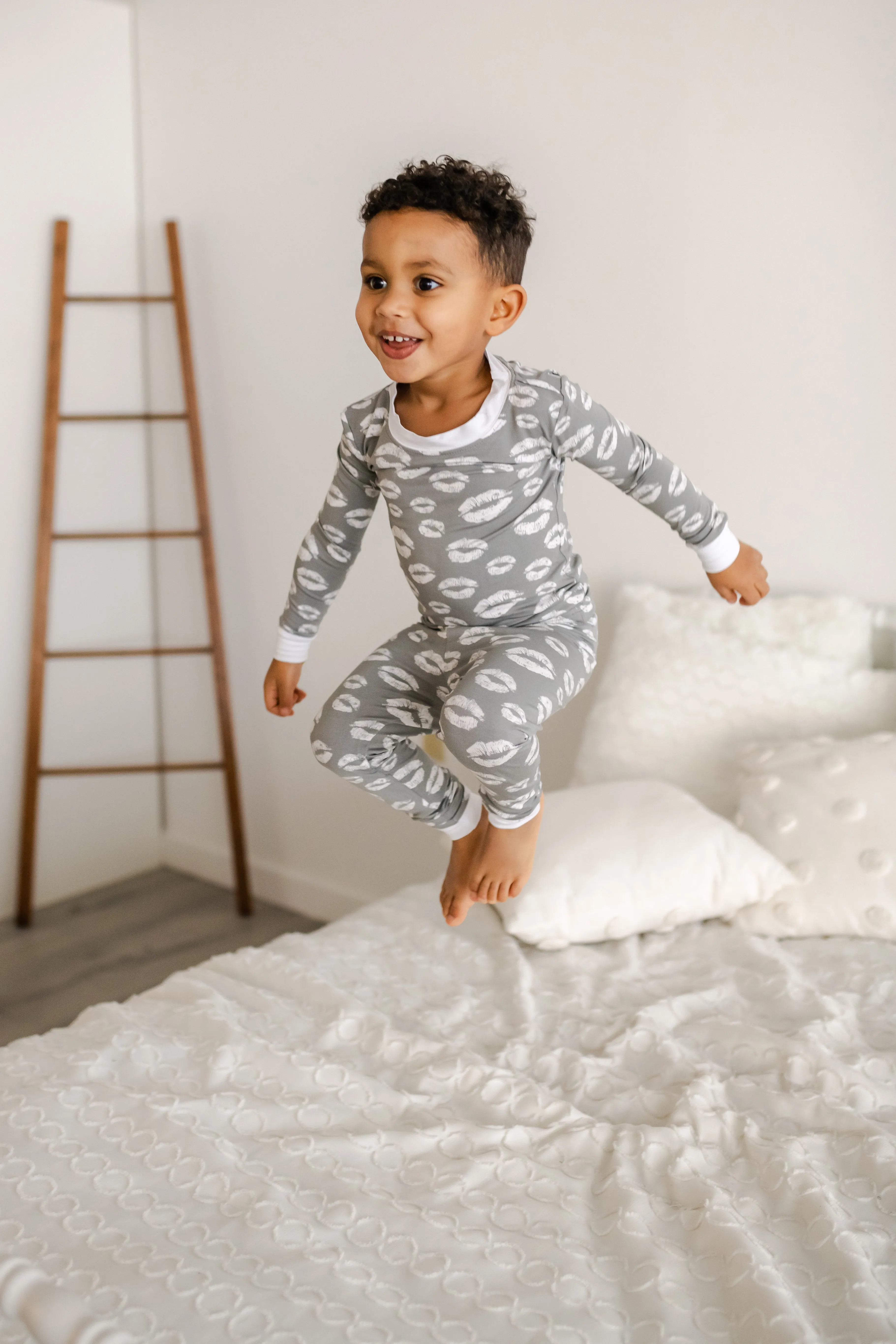 Little Sleepies Gray Kisses Bamboo 2pc Pajama Set