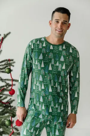 Little Sleepies Green Twinkling Trees Men's 2pc Pajama Set