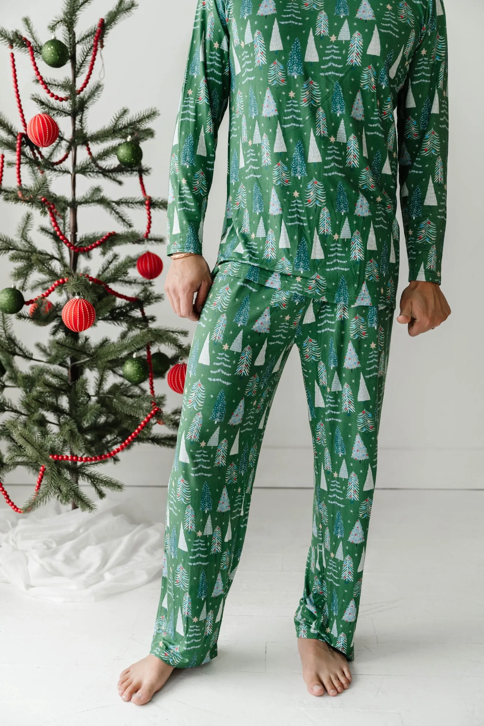 Little Sleepies Green Twinkling Trees Men's 2pc Pajama Set