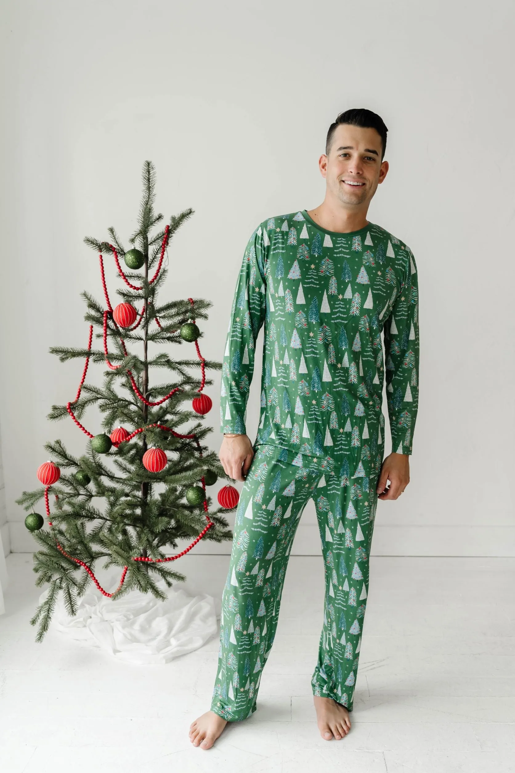 Little Sleepies Green Twinkling Trees Men's 2pc Pajama Set