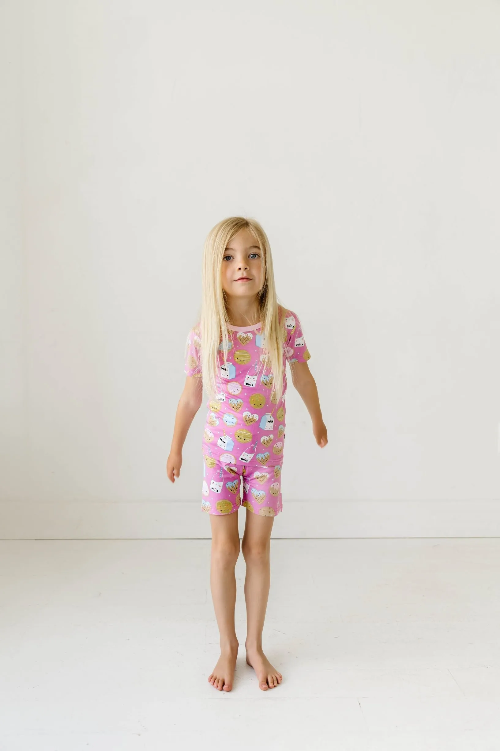 Little Sleepies Pink Cookies & Milk S/S 2pc Pajama Set w/Shorts