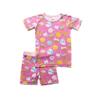 Little Sleepies Pink Cookies & Milk S/S 2pc Pajama Set w/Shorts