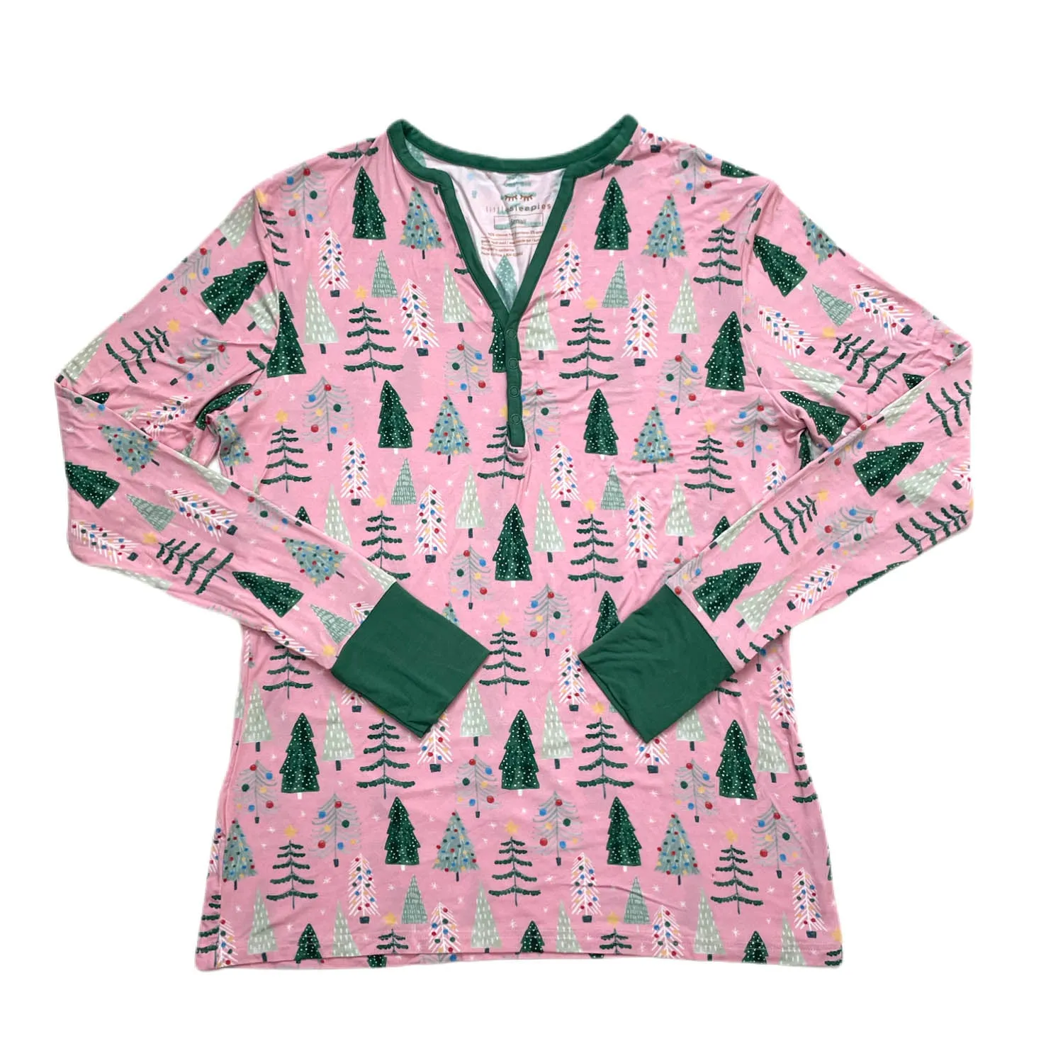 Little Sleepies Pink Twinkling Trees Women's Bamboo 2pc Pajama Set