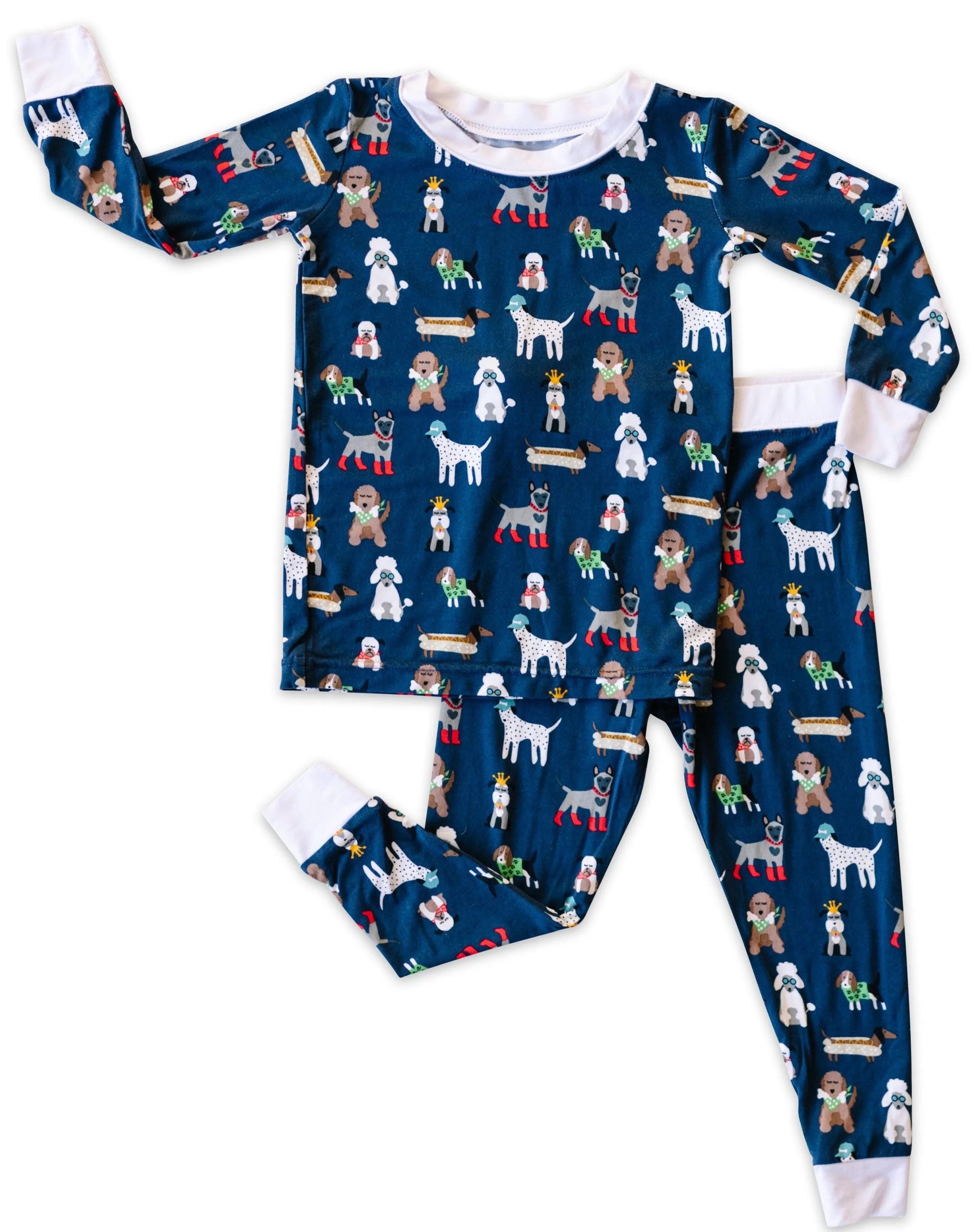 Little Sleepies Puppy Love Bamboo 2pc Pajama Set - Navy