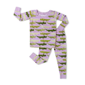 Little Sleepies Purple Crocodiles Bamboo 2pc Pajama Set