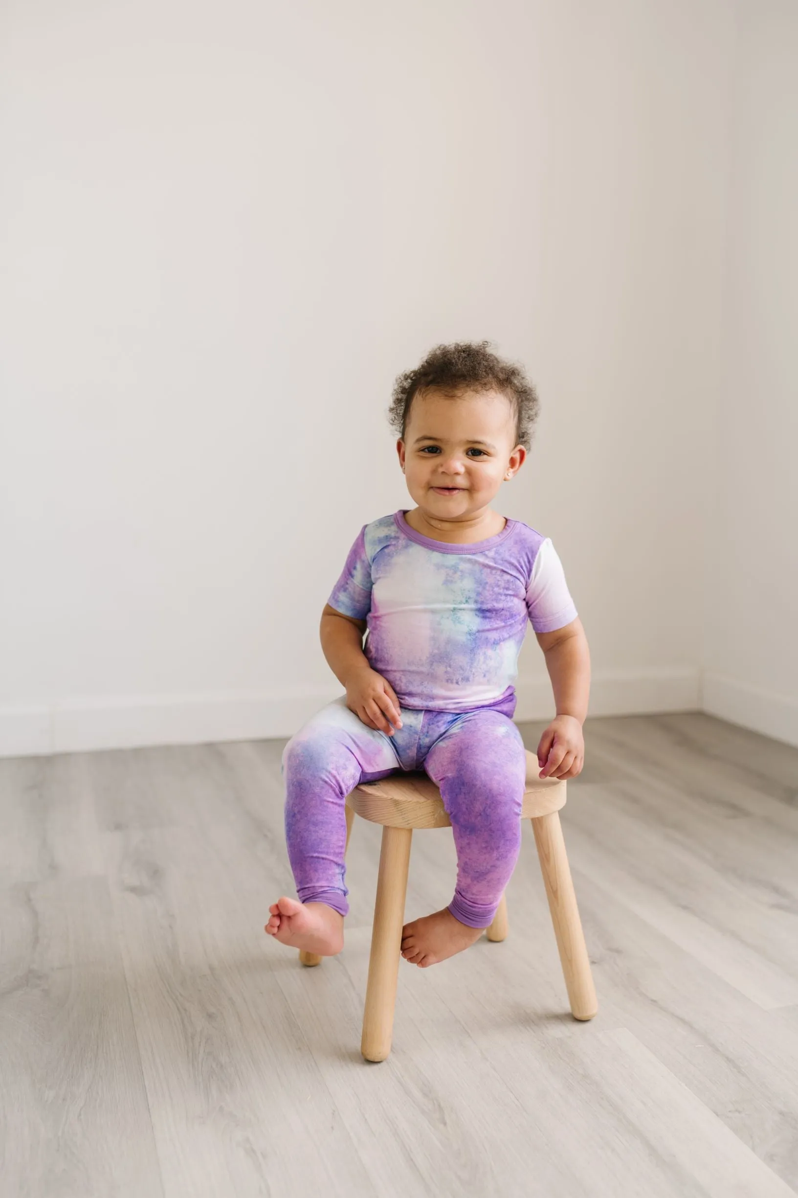 Little Sleepies Purple Watercolor Bamboo 2pc S/S Pajama Set