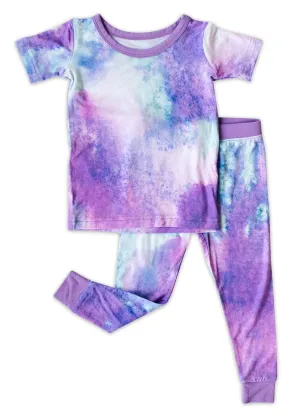 Little Sleepies Purple Watercolor Bamboo 2pc S/S Pajama Set