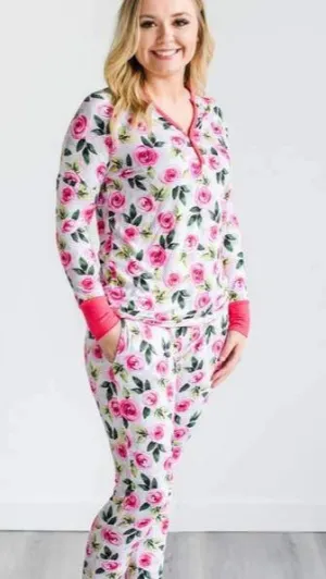 Little Sleepies Roses Women's Two-Piece Bamboo Pajama Set