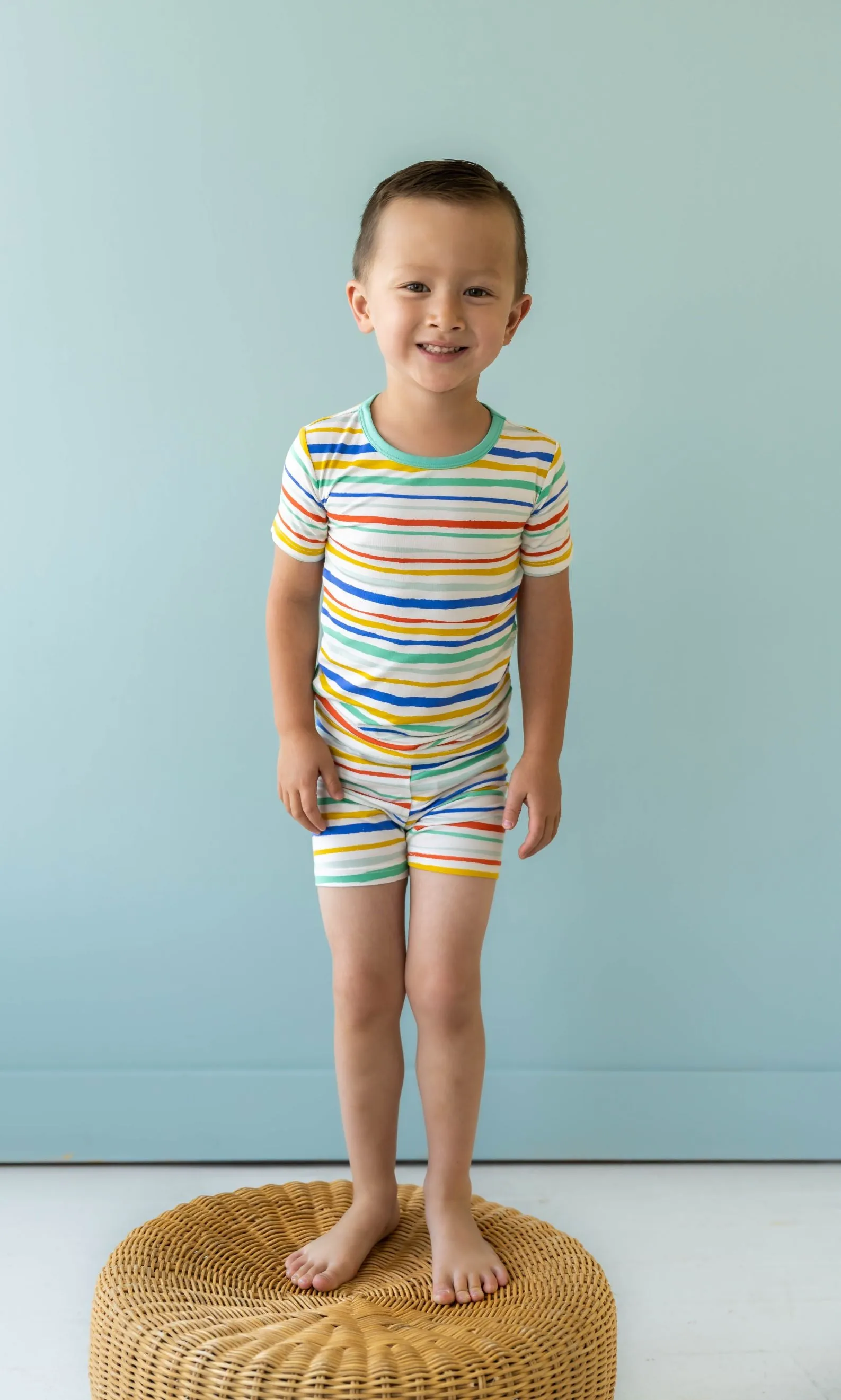 Little Sleepies Summer Stripe S/S 2pc Pajama Set w/Shorts