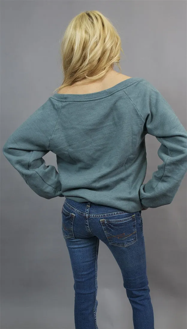 Local Celebrity Self Made Boatneck Fleece in Slate Blue