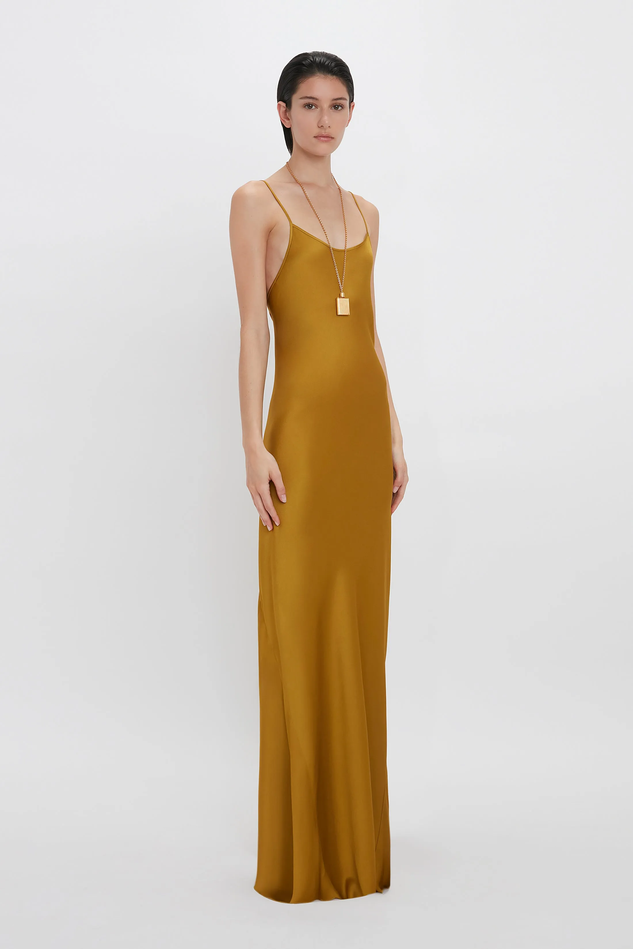 Low Back Cami Floor-Length Dress In Harvest Gold