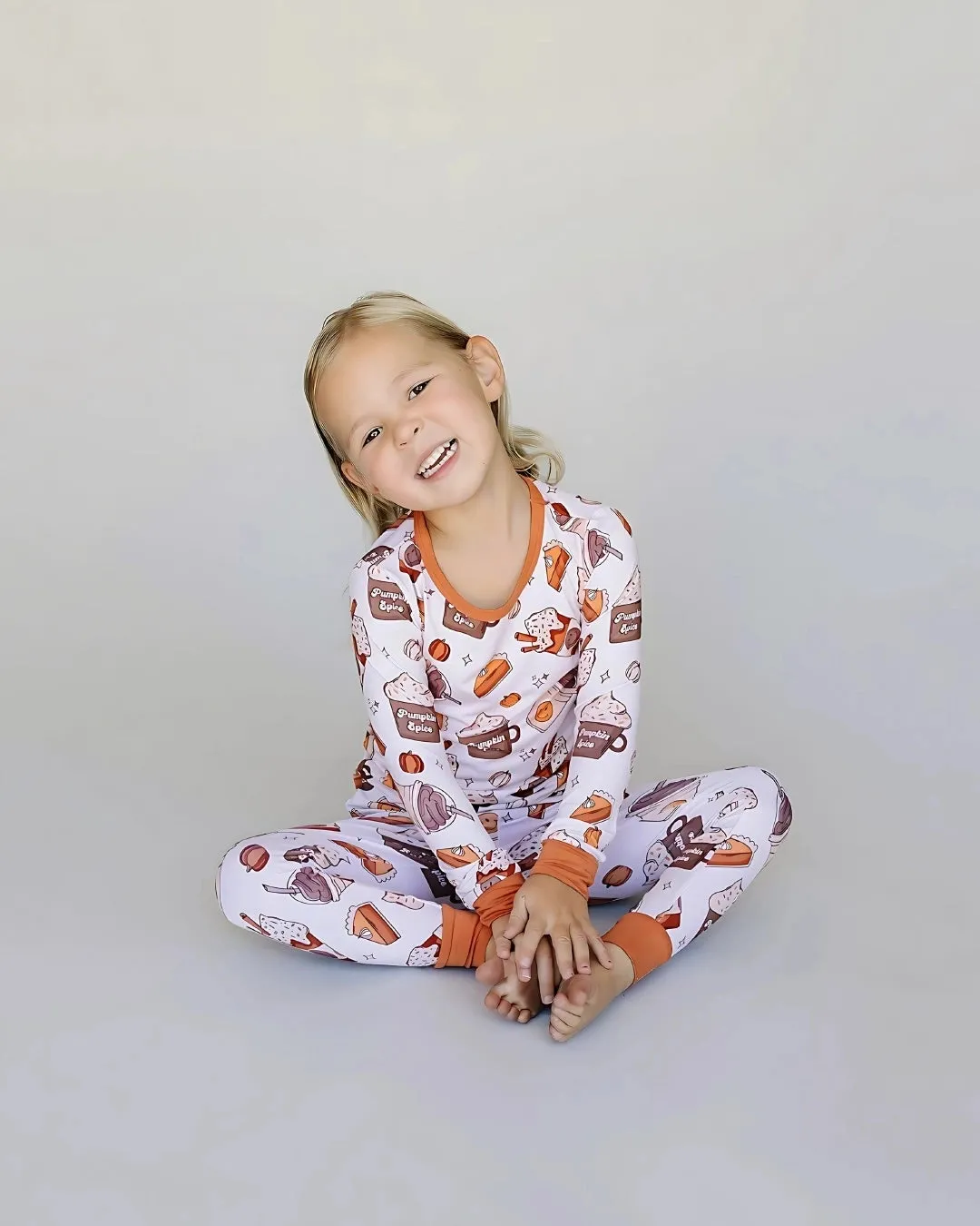 Lucky Panda Kids Long Sleeve Two Piece Set - Pumpkin Spice