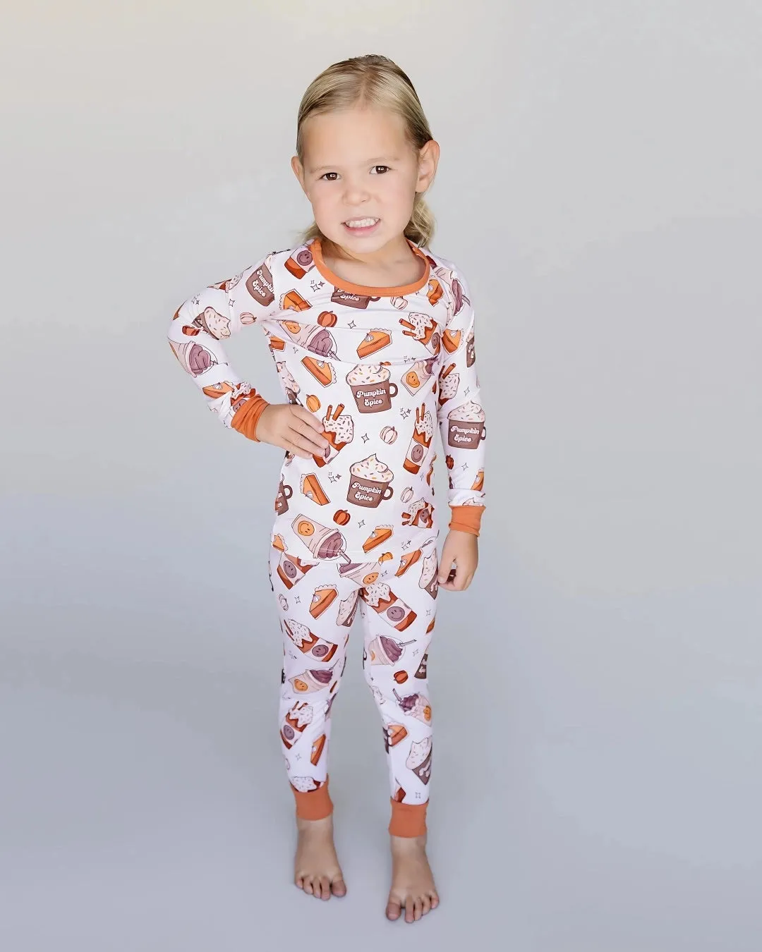 Lucky Panda Kids Long Sleeve Two Piece Set - Pumpkin Spice