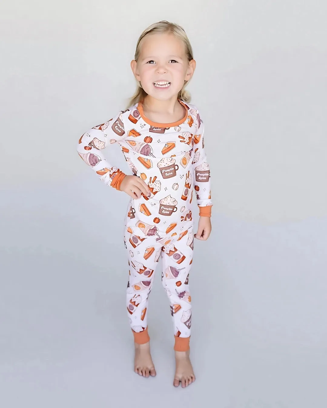 Lucky Panda Kids Long Sleeve Two Piece Set - Pumpkin Spice