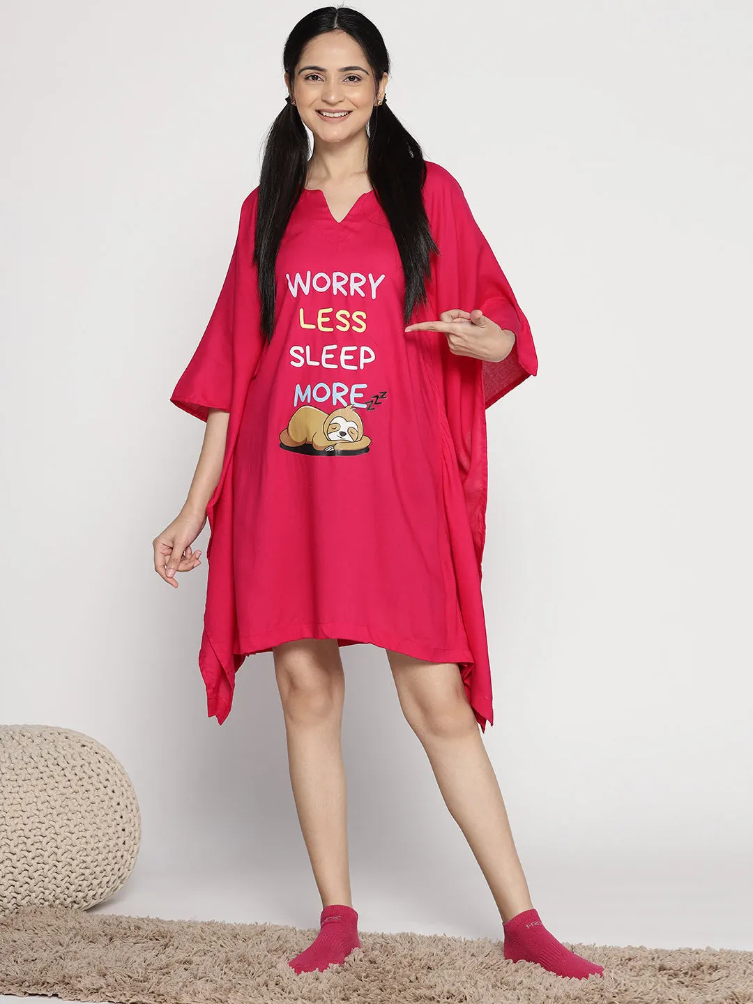 Magenta Kaftan Nightdress - SleepMore