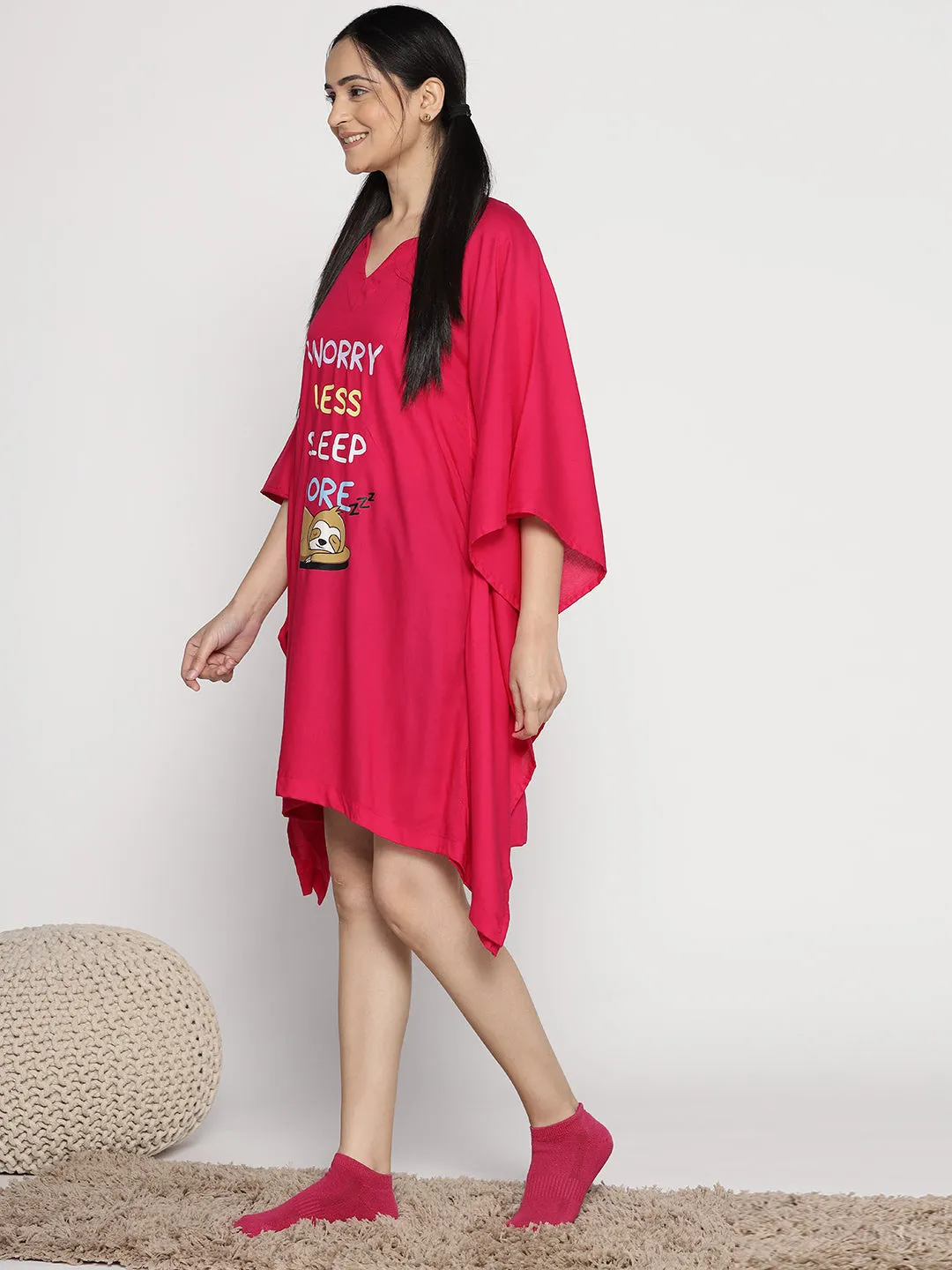 Magenta Kaftan Nightdress - SleepMore