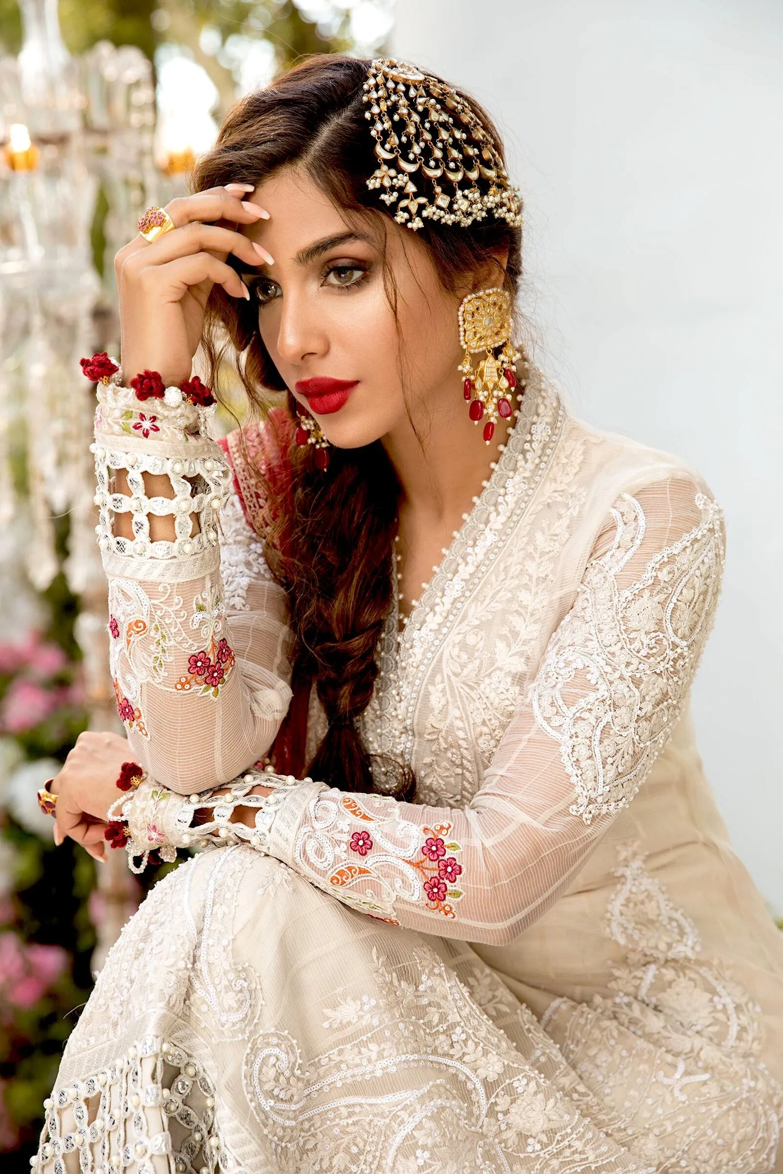 MARIA.B MBROIDERED Eid Collection 2021 – Off White and Deep Red (BD-2103)