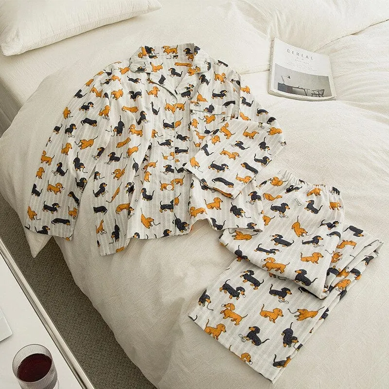 Matching Couples Dachshund Pajamas