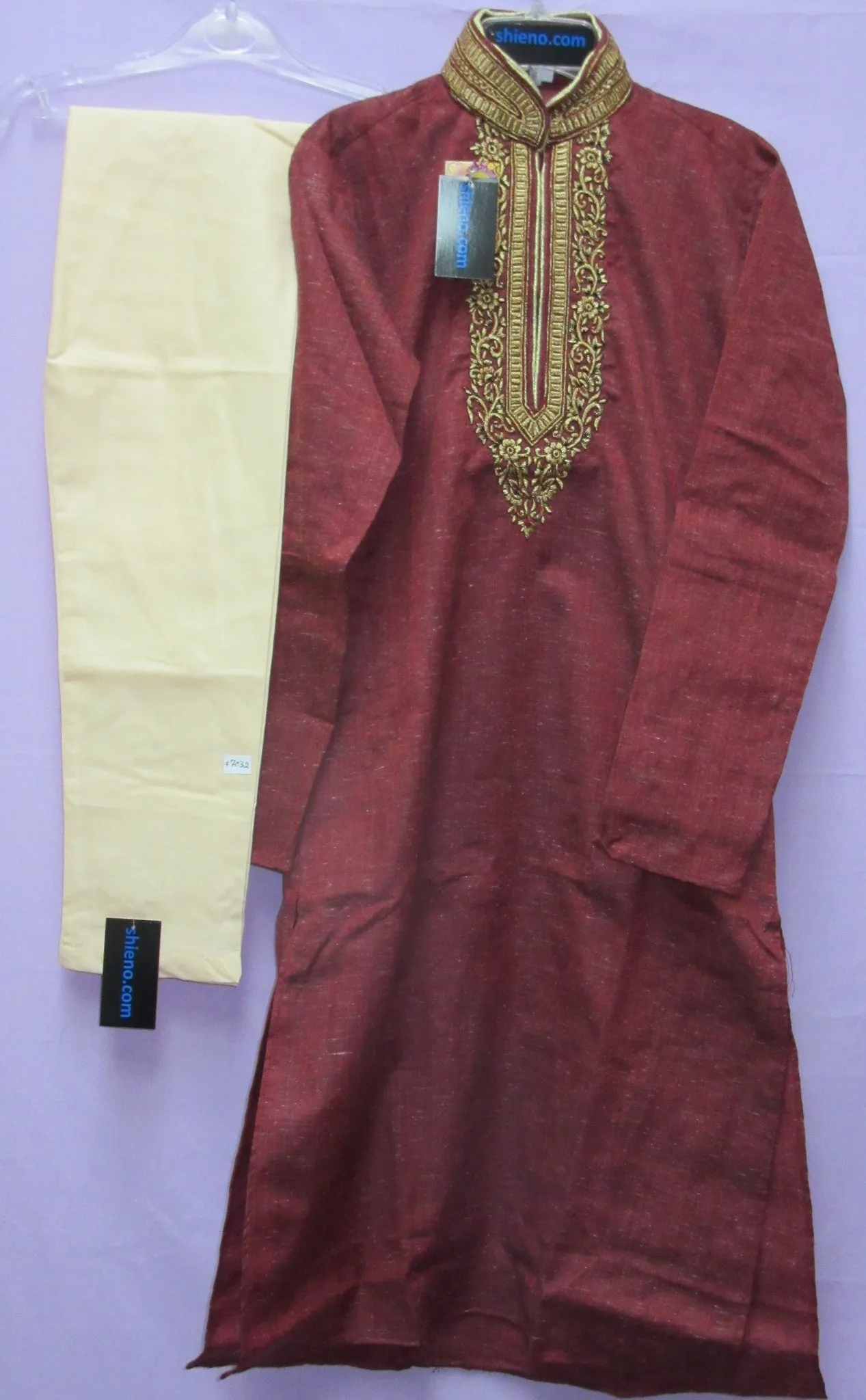 Men's 7035 Party Wear Slub Khadi Kurta Pajama Set Small Medium Size