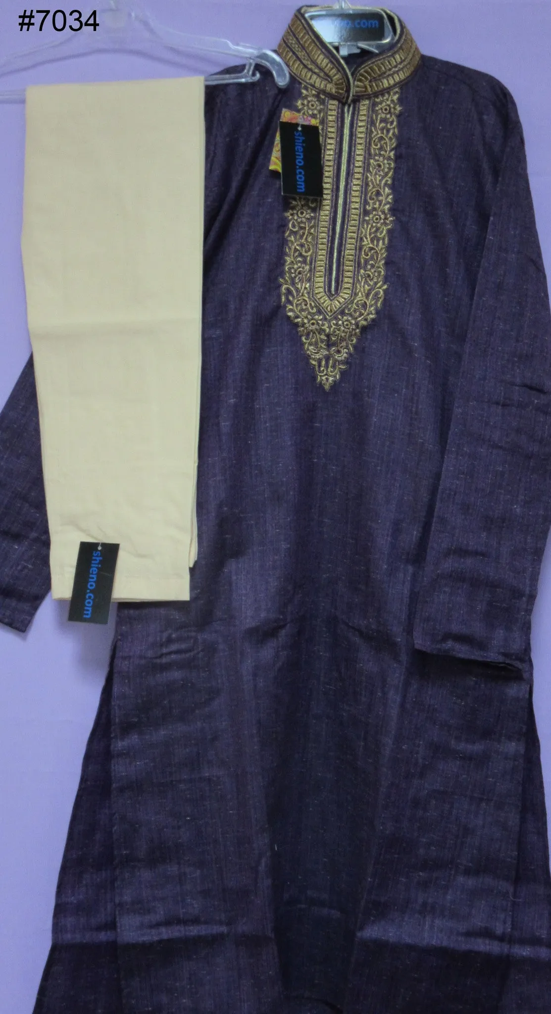 Men's 7035 Party Wear Slub Khadi Kurta Pajama Set Small Medium Size