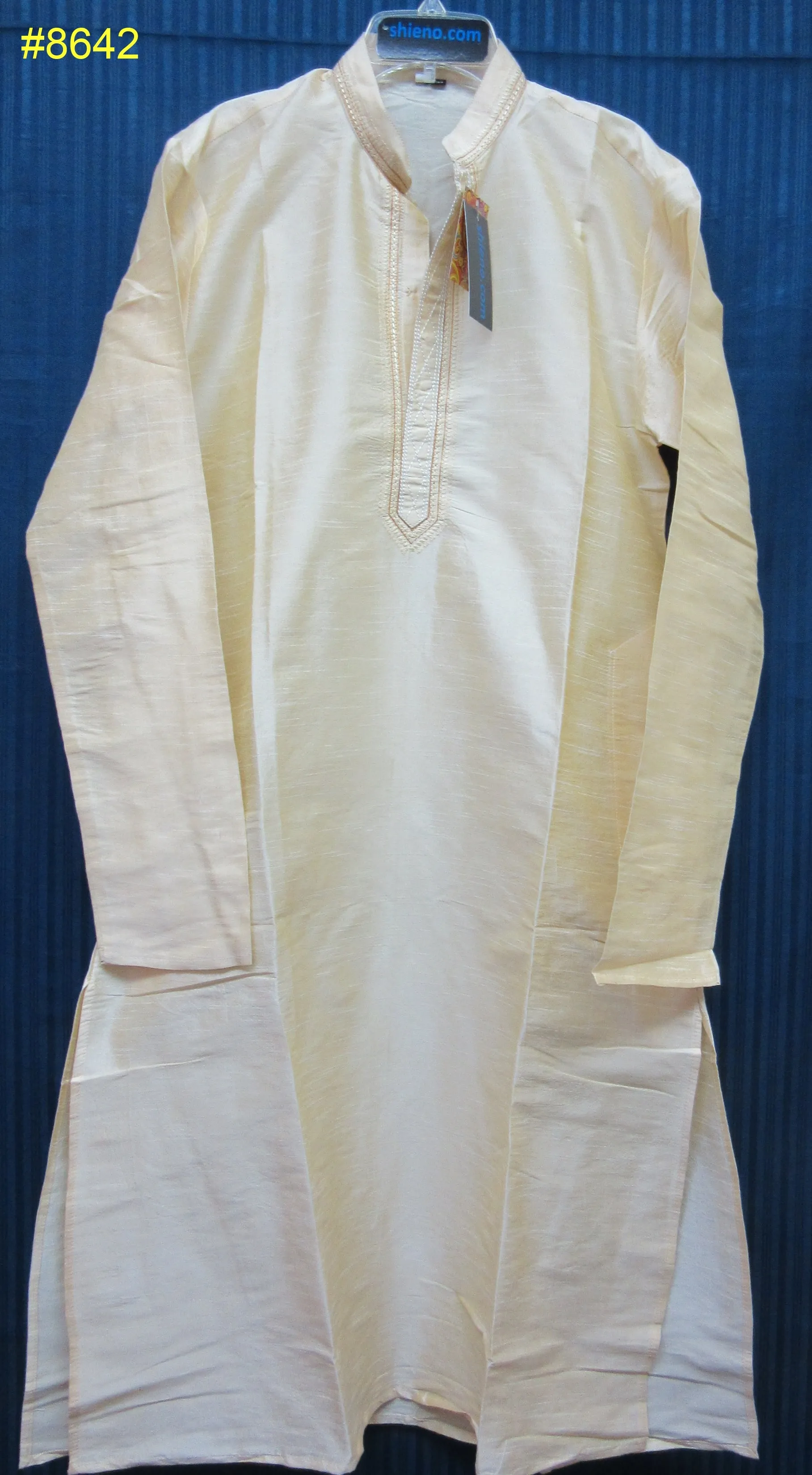 Men's 8643 Ivory Cream Tussar Kurta Pajama Set