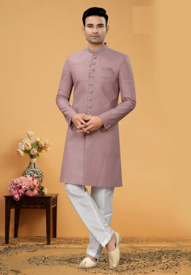 Men's Maroon Indo-Western Collection - Dwija Fashion