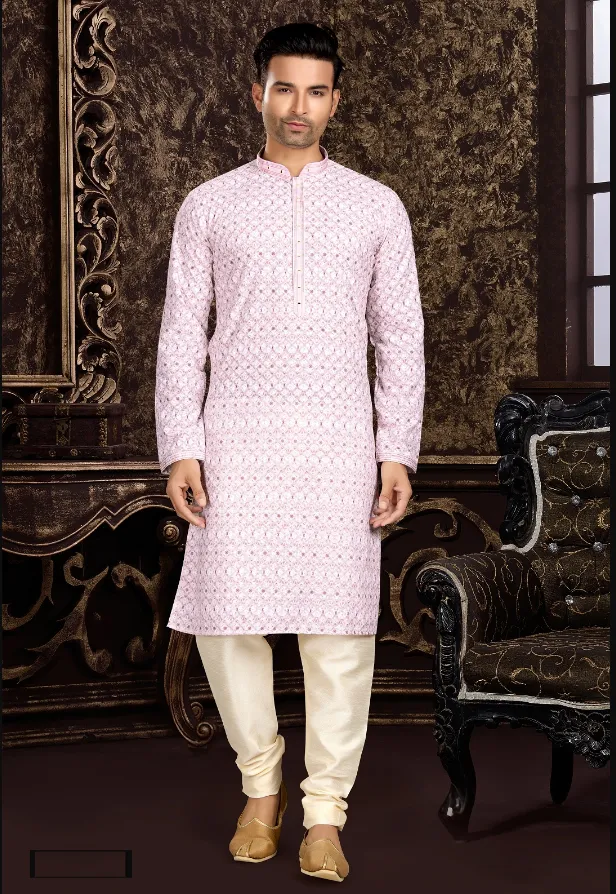 Men's Pink Kurta Pajama Collection - Dwija Fashion Men