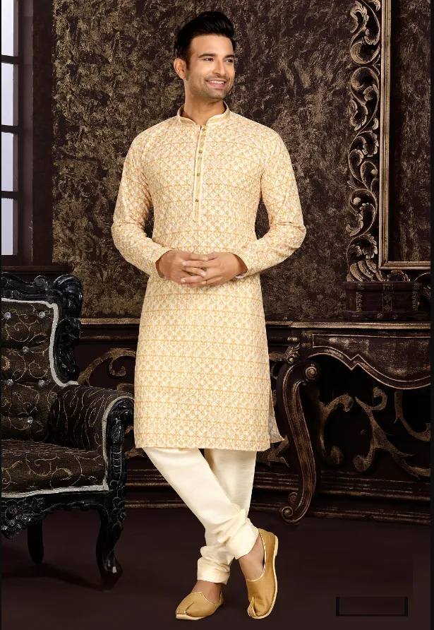 Men's Yellow Kurta Pajama Collection - Dwija Fashion Men