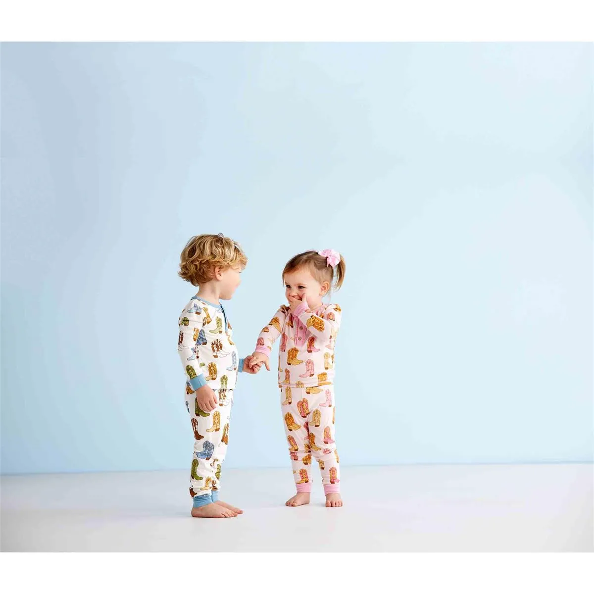 Mud Pie Blue Cowboy Boots 2pc Pajama Set