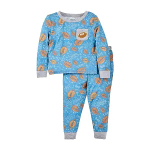 Mud Pie Blue Football 2pc Pajama Set