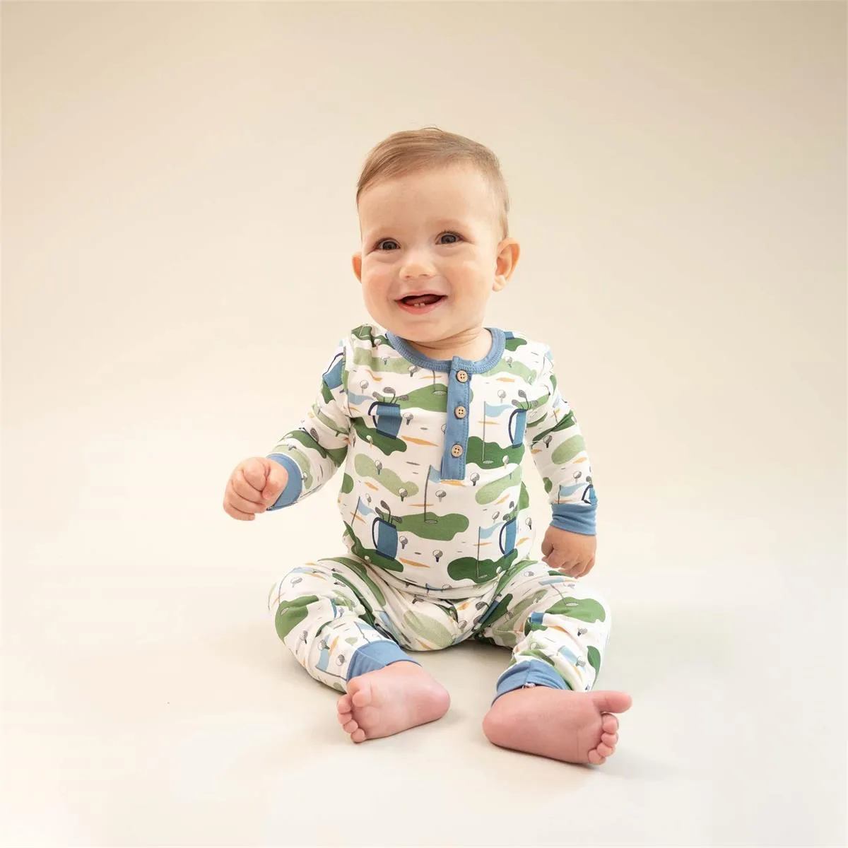 Mud Pie Blue Golf 2pc Pajama Set