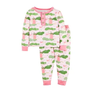 Mud Pie Pink Golf 2pc Pajama Set