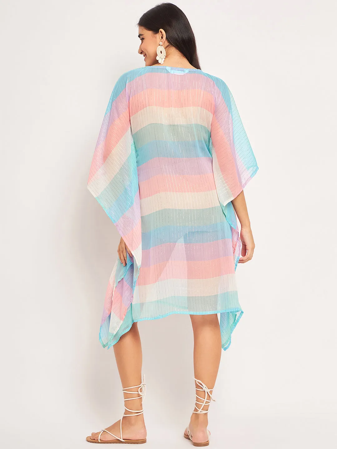 Multicolor Lurex Resort Cover-Up Kaftan