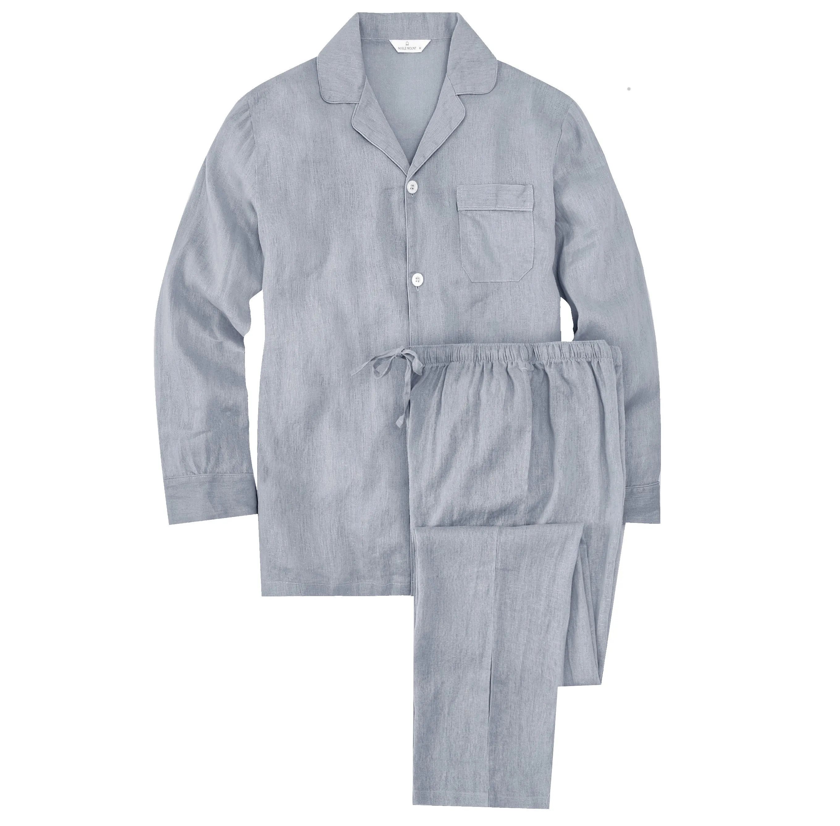 Noble Mount 100% Linen Men's Pajama Set for Summer